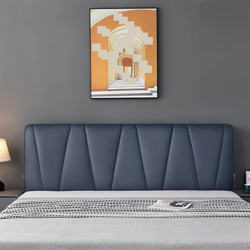 MOHUIED Imitation PU Bettkopfteilbezug All Inclusive Nachttisch Weiche Bettdecke Dicker Kopf-Rückenschutz für gepolsterte Schlafzimmer Kopfteil(Blue,W180 x H65cm) von MOHUIED
