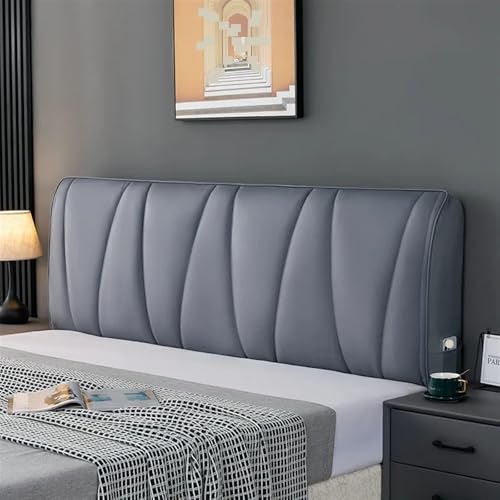 MOHUIED Imitation PU Bettkopfteilbezug All Inclusive Nachttisch Weiche Bettdecke Dicker Kopf-Rückenschutz für gepolsterte Schlafzimmer Kopfteil(Dark Gray,W220 x H65cm) von MOHUIED
