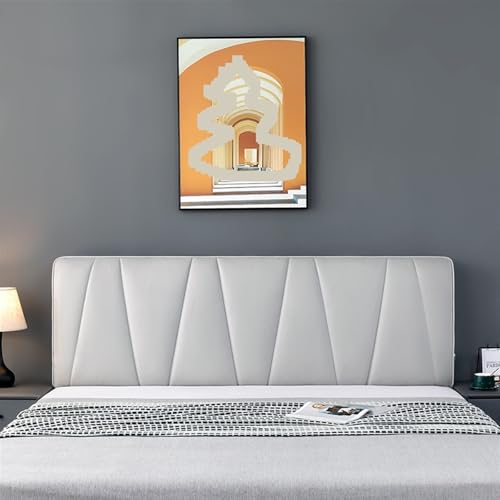MOHUIED Imitation PU Bettkopfteilbezug All Inclusive Nachttisch Weiche Bettdecke Dicker Kopf-Rückenschutz für gepolsterte Schlafzimmer Kopfteil(Light Gray,W120 x H65cm) von MOHUIED