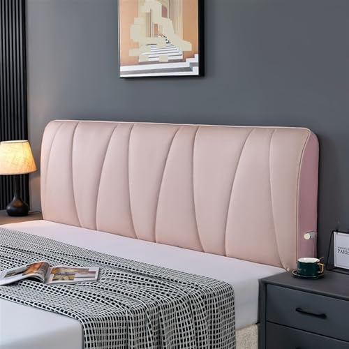 MOHUIED Imitation PU Bettkopfteilbezug All Inclusive Nachttisch Weiche Bettdecke Dicker Kopf-Rückenschutz für gepolsterte Schlafzimmer Kopfteil(Pink,W220 x H65cm) von MOHUIED