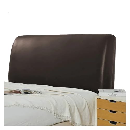MOHUIED Künstliche PU Leder Kopfteil Abdeckung Elastische All-Inclusive Bett Kopf Zurück Nachttisch Schutz Home Hotel für gepolsterte Schlafzimmer Kopfteil(Brown,220CM) von MOHUIED