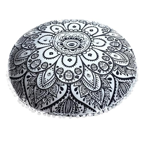 MOHUIED Rundes Stuhlkissen, Sitzkissen, Dekokissen, Meditationskissen, Wurfkissen, Bürostuhlkissen, Boden für Stuhl, Sofa, Wohnzimmer, Balkon(Black) von MOHUIED