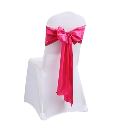 MOHUIED Stuhl-Polsterband Bunte Satin-Stuhlschärpe, Hochzeitsdekoration, Fliege, Knotenband, Geburtstagsparty, Hotel, Show, glänzende Farbe, luxuriöses Design(Fuchsia) von MOHUIED