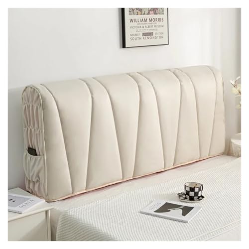 MOHUIED Technischer Stoff-Kopfteilbezug, All-Inclusive, verdickter Steppbett-Kopfbezug, Nachttisch-Schutzbezug für gepolsterte Schlafzimmer Kopfteil(Beige,W120xH70cm) von MOHUIED