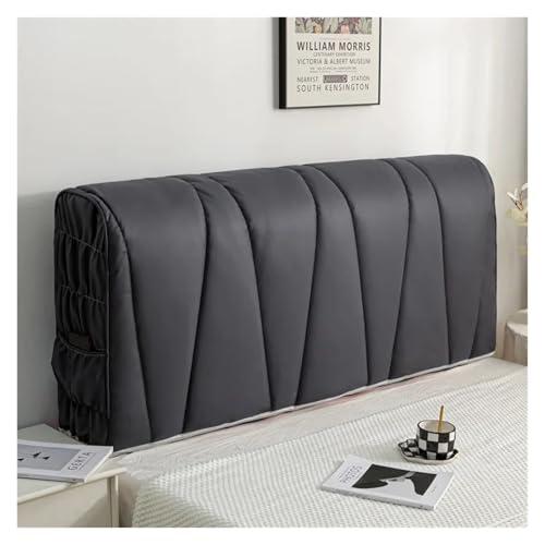 MOHUIED Technischer Stoff-Kopfteilbezug, All-Inclusive, verdickter Steppbett-Kopfbezug, Nachttisch-Schutzbezug für gepolsterte Schlafzimmer Kopfteil(Dark Gray,W200xH70cm) von MOHUIED