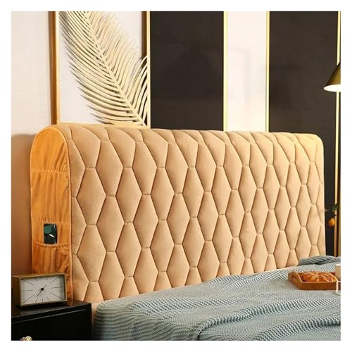 MOHUIED Verdickter, gesteppter Kopfteilbezug aus Samt, einfarbig, allumfassender Nachttischbezug, weicher Bettkopfteilbezug Plüsch für gepolsterte Schlafzimmer Kopfteil(Color 1,W180 x H68cm) von MOHUIED