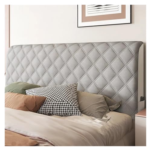 MOHUIED Verdickter Samt-Bettkopfteilbezug, All-Inclusive-Plüsch-Steppkopfteilbezug, Grauer Bettrückenlehnenschutzbezug für gepolsterte Schlafzimmer Kopfteil(Light Gray,W140 x H70cm) von MOHUIED