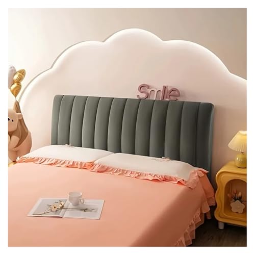 MOHUIED Weicher, Dicker Samt-Bettkopfteilbezug, kurzer, gesteppter Kopfteilbezug aus Plüsch, All-Inclusive-Bettschutzbezug für gepolsterte Schlafzimmer Kopfteil(Dark Gray,W170 x H70cm) von MOHUIED
