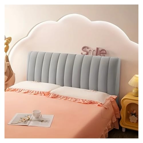 MOHUIED Weicher, Dicker Samt-Bettkopfteilbezug, kurzer, gesteppter Kopfteilbezug aus Plüsch, All-Inclusive-Bettschutzbezug für gepolsterte Schlafzimmer Kopfteil(Light Gray,W170 x H70cm) von MOHUIED