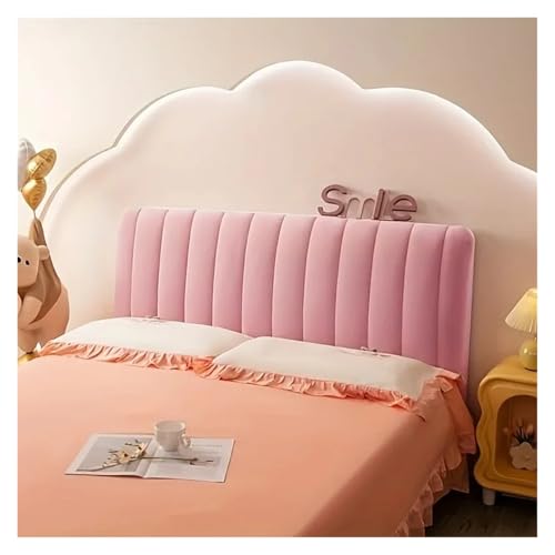 MOHUIED Weicher, Dicker Samt-Bettkopfteilbezug, kurzer, gesteppter Kopfteilbezug aus Plüsch, All-Inclusive-Bettschutzbezug für gepolsterte Schlafzimmer Kopfteil(Pink,W120 x H70cm) von MOHUIED
