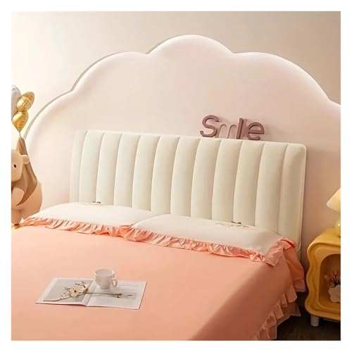 MOHUIED Weicher, Dicker Samt-Bettkopfteilbezug, kurzer, gesteppter Kopfteilbezug aus Plüsch, All-Inclusive-Bettschutzbezug für gepolsterte Schlafzimmer Kopfteil(White,W140 x H70cm) von MOHUIED