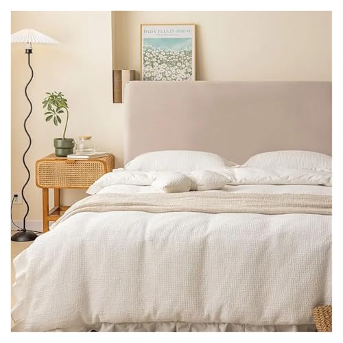MOHUIED Weicher Samt-Kopfteilbezug, All-Inclusive, weicher, glatter, gesteppter Kopfbezug, einfarbiger Bett-Rückenschutzbezug für gepolsterte Schlafzimmer Kopfteil(Khaki,150cm) von MOHUIED