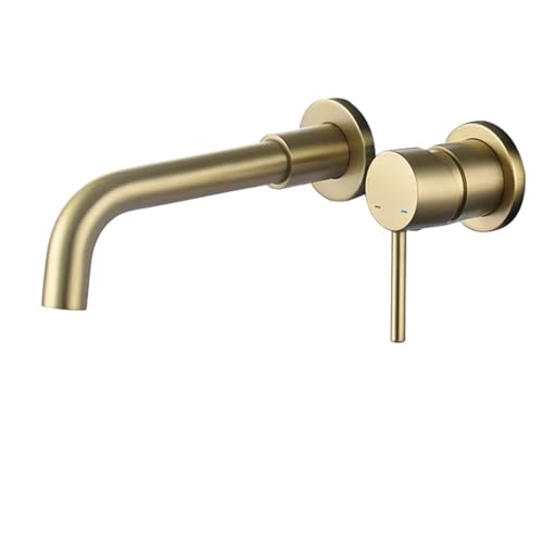 Schwarzer Badezimmerhahn mit eingebettetem Design, Einhand-Waschtischmischer zwei Löchern und heißem kaltem Wasser zur Wandmontage fürs Badezimmer(Color5) von MOHUIED