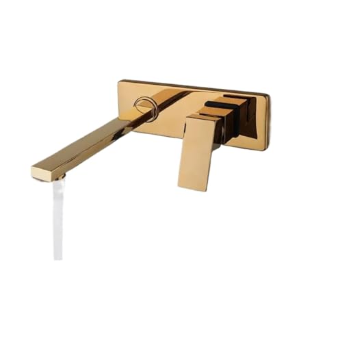 Wandmontierter Wasserfall-Badezimmerhahn, Heiß- und Kaltwassermischbatterie, Einhand-Badewannenarmaturen, Schwarz/Gold fürs Badezimmer(Color 5) von MOHUIED