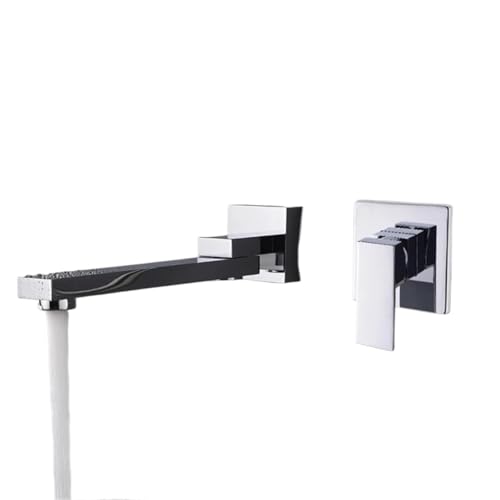 Waschbecken Badezimmer Wasserhahn Heißes und kaltes Wasser Wandmontage Mischbatterie Schwenkauslauf Badewanne mit Einhebelgriff fürs Badezimmer(Chrome Tap) von MOHUIED