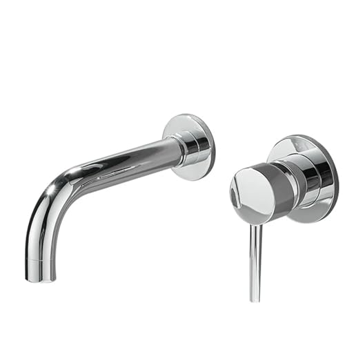 Waschbecken Wasserhahn Bad Mischbatterie Wand Messing Matt Schwarz Mit Einzel Griff Heiß Kalt Wasser Weiß Rose Gold Set fürs Badezimmer(Color2) von MOHUIED
