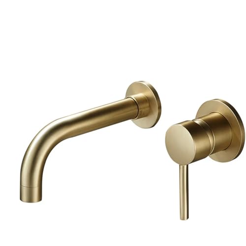 Waschbecken Wasserhahn Bad Mischbatterie Wand Messing Matt Schwarz Mit Einzel Griff Heiß Kalt Wasser Weiß Rose Gold Set fürs Badezimmer(Color6) von MOHUIED