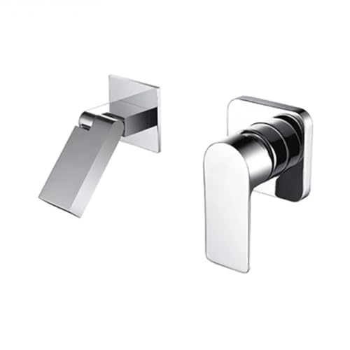 Waschbecken Wasserhahn Messing Verdeckt Gunmetal Grau Tippen In Die Wand Heiß Und Kalt Verdeckte Klapp Outlet fürs Badezimmer(White) von MOHUIED