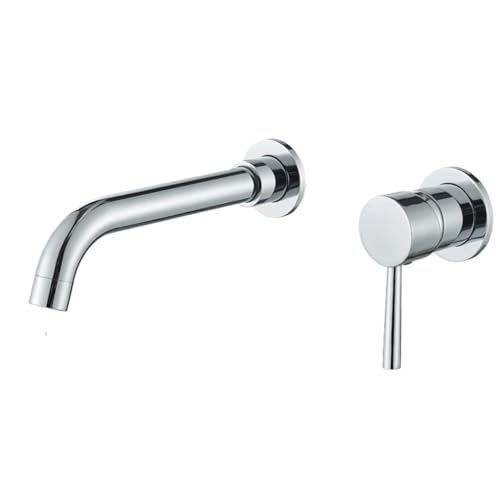 Waschbecken Wasserhahn Verdeckte Wandmontage for Badezimmerarmaturen Badewanne Heiß- Und Kaltwassermischer fürs Badezimmer(Silver 15cm) von MOHUIED