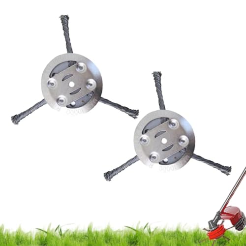 Steel Wire Grass Trimmer Head,String Trimmer Replacement Head Compatible with Most Lawn Mower,6Inch Steel Weed Eater Trimmer Head,Tool-Free Installation (2PCS -3 Blades) von MOHXFE