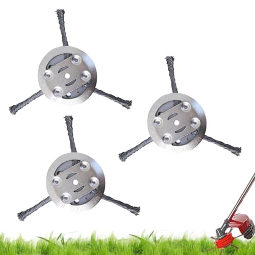 Steel Wire Grass Trimmer Head,String Trimmer Replacement Head Compatible with Most Lawn Mower,6Inch Steel Weed Eater Trimmer Head,Tool-Free Installation (3PCS -3 Blades) von MOHXFE
