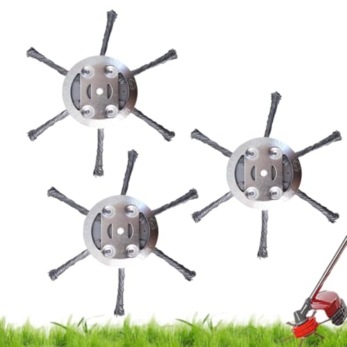 Steel Wire Grass Trimmer Head,String Trimmer Replacement Head Compatible with Most Lawn Mower,6Inch Steel Weed Eater Trimmer Head,Tool-Free Installation (3PCS - 6 Blades) von MOHXFE