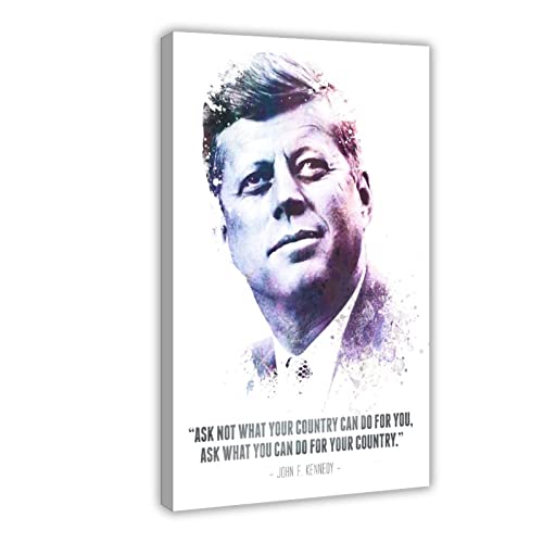 MOIT The Legendary John F. Kennedy und sein Zitat auf Leinwand, Poster, Wandkunst, Dekoration, Bild für Wohnzimmer, Schlafzimmer, Dekoration, Rahmenstil, 30 x 45 cm von MOIT
