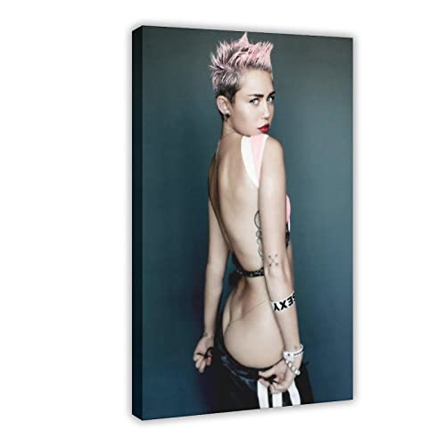 Star Miley Cyrus 8 Leinwand-Poster, Wandkunst, Dekoration, Bild für Wohnzimmer, Schlafzimmer, Dekoration, Rahmen-Stil, 60 x 90 cm von MOIT