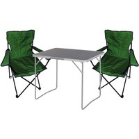 3-teiliges Campingmöbel Set Tisch schwarz 2 x Stuhl Grün-X35000200+2xMPO2432 von MOJAWO