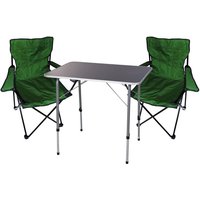 3-teiliges Campingmöbel Set Tisch schwarz 2 x Stuhl Grün-X35000300+2xMPO2432 von MOJAWO