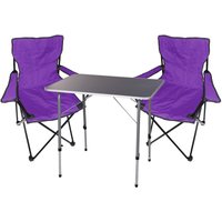 3-teiliges Campingmöbel Set Tisch schwarz 2 x Stuhl Lila-X35000300+2xMPO2467 von MOJAWO