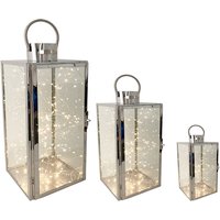 3er Set Edelstahl-Laternen + 3 Stk. Gratis Lichterkette-MMC8113E+MLK110W-3 von MOJAWO