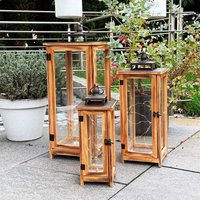 Mojawo - 3er xxl Holz-Laternen Set braun-MMC8143 von MOJAWO