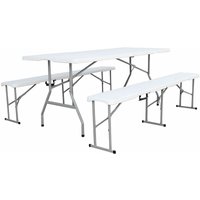 3tlg Biergarten Set klappbar Tisch + 2 x Bank-MMC330882 von MOJAWO