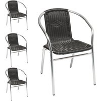 4 Stück Bistro Stapelstuhl Aluminium / Rattan schwarz-M537481-4 von MOJAWO