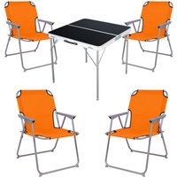 Mojawo - 5-teiliges Campingmöbel Set schwarz 80x80x70cm Orange-MMC330883B+4xMPO2600O von MOJAWO