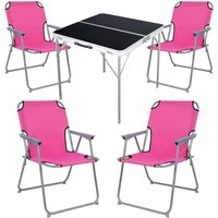 5-teiliges Campingmöbel Set schwarz 80x80x70cm Pink-MMC330883B+4xMPO2600PI von MOJAWO