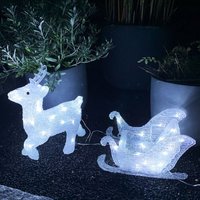 Acryl Rentier mit Schlitten 80 LEDs kaltweiß-MLK039R von MOJAWO