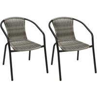 Mojawo - 2 Stück Bistro Stapelstuhl Stahl / Rattan, Schwarz/Grau melange-X58000040-2 Mojawo - 2 Stück Bistro Stapelstuhl Stahl / Rattan, Schwarz/Grau melange-X58000040-2 von MOJAWO