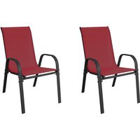 Mojawo - 2 Stück Stapelsessel Metall kd - Textilen Anthrazit / Bordeauxrot-MMC330885-2 von MOJAWO
