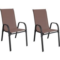 Mojawo - 2 Stück Stapelsessel Metall kd - Textilen Anthrazit / Braun-MMC330884-2 von MOJAWO