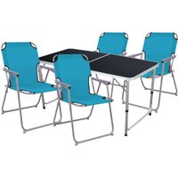 Mojawo - 5-teiliges Campingmöbel Set petrol 120x60x58/70cm schwarz-MMC330872B+4xMPO2600P von MOJAWO