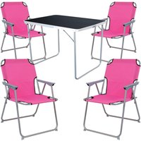 Mojawo - 5-tlg Campingsessel Pink + Campingtisch-MMC330871B+4xMPO2600PI von MOJAWO
