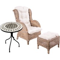 Mojawo - Rattan Ohrensessel mit Fußhocker und Mosaiktisch-MRS01+MMC4342-Tisch Mojawo - Rattan Ohrensessel mit Fußhocker und Mosaiktisch-MRS01+MMC4342-Tisch von MOJAWO
