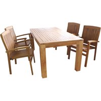 Teak Set für Terasse oder Esszimmer, 1xTH014 Tisch 180x90x75 + 4xNC72 Stapelsessel-MTH020 Teak Set für Terasse oder Esszimmer, 1xTH014 Tisch 180x90x75 + 4xNC72 Stapelsessel-MTH020 von MOJAWO