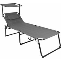Xxl Alu Gartenliege gepolstert L200xB70cm Grau mit Sonnendach-MMC4400GRSD von MOJAWO