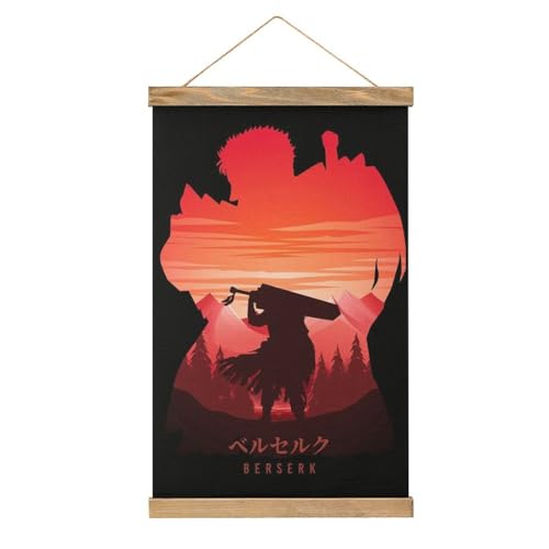 Guts Berserk Manga Anime Scroll Poster Stoff Bild Kunst Holz DIY Rahmen Hängende Druck Aufhänger Für Raumdekor Öl Leinwand Kit Geschenk von MOJDI