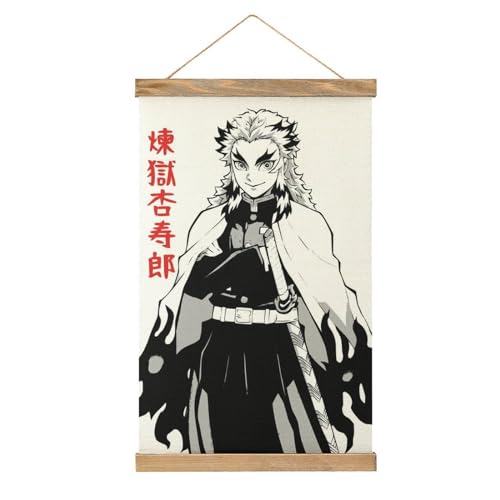 MOJDI Scroll Rengoku Kyojuro Kleiderbügel Poster DIY Wand Stoff Dekor Hängen Gemälde Rahmen Kit Halter Für Wohnzimmer von MOJDI