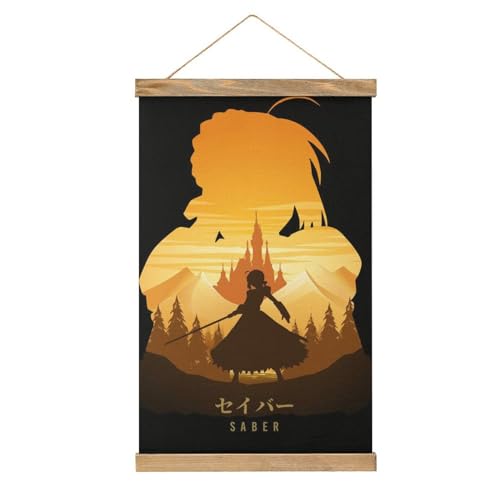 MOJDI Scroll Saber Fate Stay Night Hangers Poster DIY Wand Stoff Dekor Hängende Gemälde Rahmen Kit Halter Für Wohnzimmer von MOJDI