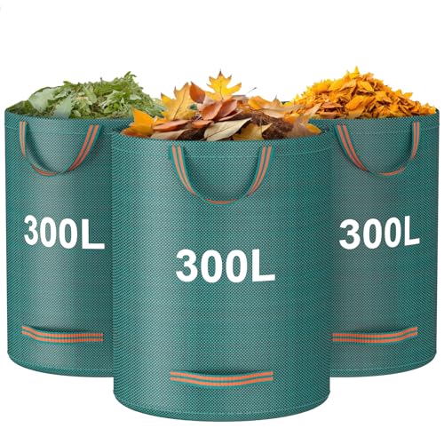 Mokani Gartenabfallsäcke, 300 L x 3 Gartensäcke, strapazierfähig, mit Griffen, wiederverwendbare Gartensäcke, faltbare Camping-Recyclingbeutel für Blätter, Müll, Schmutz, Gartenmüllsäcke, wasserdicht Mokani Gartenabfallsäcke, 300 L x 3 Gartensäcke, strapazierfähig, mit Griffen, wiederverwendbare Gartensäcke, faltbare Camping-Recyclingbeutel für Blätter, Müll, Schmutz, Gartenmüllsäcke, wasserdicht von MOKANI